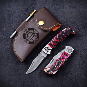 UA Supplies Carbon Steel Lockback Folding Knife Handmade Pocket Knife Camping Hunting Outdoor EDC Wood Sheath Clip Point 6.5 1 - Product Image 1