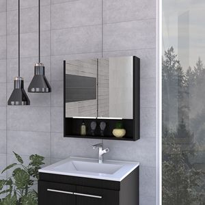 Armadietto Portamedicinali Lexington con Finitura Wengue Nero, Specchio e Tre Ripiani Interni per Uso Bagno - Product Image 2