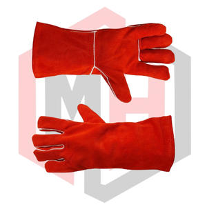 Guantes de Seguridad Reforzados de Cuero Rojo, Guantes de Soldador Resistentes al Calor, Ignífugos, Antivibración, 14 Pulgadas, Guantes TIG MIG - Product Image 6