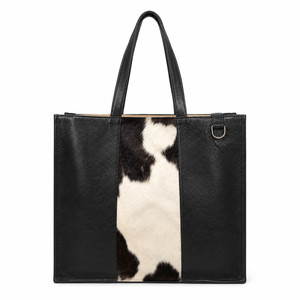 Bolso Tote de Cuero Genuino de Búfalo con Pelo, Estilo Western, Bolso de Hombro de Piel de Vacuno Negra para Mujer, Bolso Tote de Lujo de Diseñador Personalizado - Product Image 1