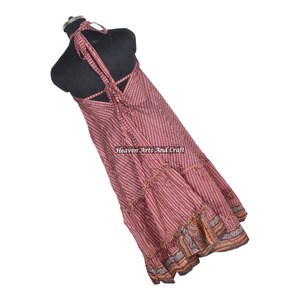 Nouvelle robe pour femme en tissu de sari vintage imprimé coloré, style hippie bohème élégant, best-seller, robes de soirée décontractées à la mode - Product Image 2