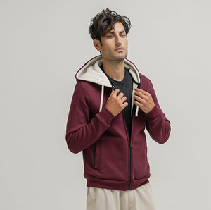 Heavyweight Men's Zip-Up <b>Hoodies</b> 100% Cotton Eco-Friendly <b>Sherpa</b> Hooded Breathable Winter Streetwear - Product Image 1