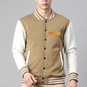 Blouson universitaire homme surdimensionné, durable, style personnalisé, fermeture boutonnée, couleur kaki, pour adultes, vente chaude, OEM ODM - Product Image 1