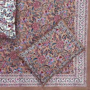 Premium Jaipur Hand Block Printed Classic Cotton King Size Flat Bed 3 <b>PC</b> <b>Set</b> Non-Toxic Dyes Soft Breathable Durable All Season - Product Image 1