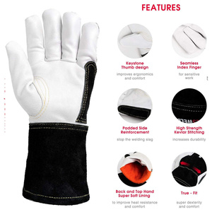 Gants de soudage TIG en cuir de chèvre et de vache pleine fleur, résistants à l'abrasion, pour la protection personnelle et la sécurité au barbecue - Product Image 4