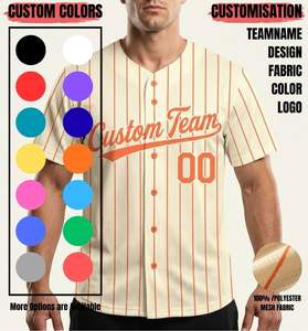 Camiseta de Béisbol Personalizada de Alta Calidad para Hombre, 160GSM, Malla, Bordado, Sarga, Rayas, Botones, Uniformes de Béisbol, Fabricante - Product Image 5