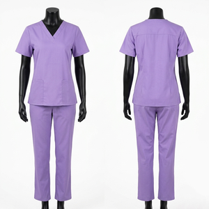 Customizable Women's Nursing Uniforms Hospital Medical Scrubs Chest Pocket Both Way Spandex Salon Uniforms Nurse <b>Set</b> Embroidery - Product Image 1