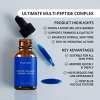 Sérum de collagène peptidique, peptides de cuivre, acide hyaluronique |   Sérum bleu raffermissant anti-rides pour le visage |   30 ml OEM/ODM Logo personnalisé