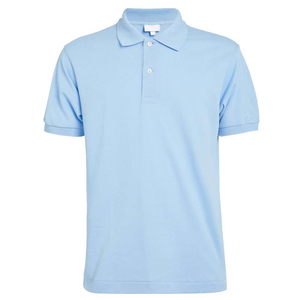 Polo de Punto de Manga Corta para Hombre, Color Sólido, Corte Regular, Casual, Azul Claro - Product Image 1