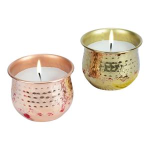 Pot à bougie parfumée en cuivre martelé à la main avec couvercle et anneau de traction en laiton antique |   Boîte en métal de luxe pour la fabrication de bougies DIY - Product Image 5