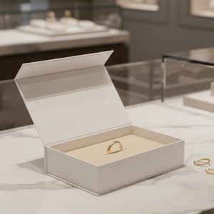 กล่องของขวัญเครื่องประดับแบบคราฟท์ที่เป็นมิตรกับสิ่งแวดล้อมและดูหรูหรา |   บรรจุภัณฑ์พกพาแบบแม่เหล็กเคลือบยูวีพร้อมฟองน้ำสำหรับใส่ต่างหูและแหวน - Product Image 2