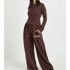 Pantalones Deportivos Holgados de Alta Calidad para Mujer, OEM ODM, 100% Algodón Puro, Cintura con Cordón Ajustable, Estilo Urbano - Product Image 1
