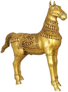 Sculpture de cheval en laiton de style antique pour centre de table, décoration de bureau et collection de cadeaux - Product Image 4