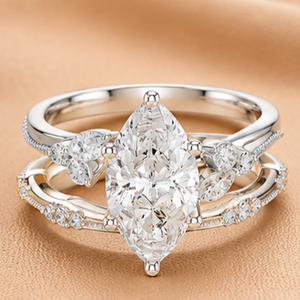 Elegant Marquise Cut Diamond Engagement <b>Ring</b> <b>Set</b> for Women Yellow White Rose <b>Gold</b> Bridal Wedding Jewelry <b>Ring</b> - Product Image 2