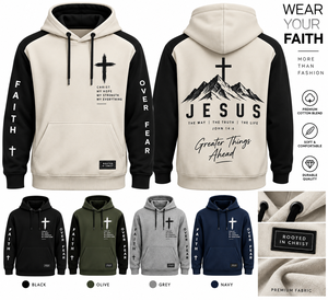 Men's <b>Christian</b> <b>Hoodie</b> Blue 100% Cotton Fleece Solid Breathable Eco-Friendly Streetwear Pocket Design Regular Fit Casual Winter - Product Image 6