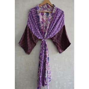 Kimono de Seda Hecho a Mano para Mujer, Bata Larga Estampada, Sexy, para Novia, Ropa de Dormir de Lujo - Product Image 3