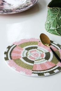 Handcrafted Beaded Table Placemat Pinwheel Bliss Placemat Design Placemat by Saro Lifestyle Shamrock Coquette Bow Placemat table - Product Image 6