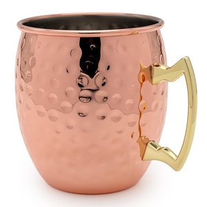 Lot de 4 tasses à Moscow Mule en cuivre avec poignées en laiton pour cocktails et bière, vaisselle de bar réutilisable, style classique - Product Image 5