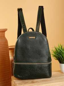 ZIRANNING Green Polyester Barrel-shaped Waterproof <b>Backpack</b> Classic Style Zipper Closure Single Large Capacity Girls Daily Use - Product Image 4