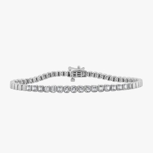 Bracelets tennis en diamant, monture illusion, fermoir boîte, solitaire, pour usage quotidien, 7 pouces, or massif 10k 14k 18k, taille émeraude, diamant de laboratoire - Product Image 3