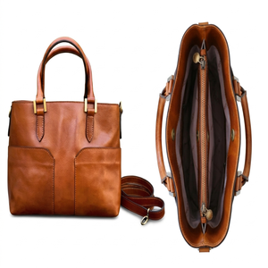 Royaa Handmade Leather Handbag Full Grain Leather Tote <b>Work</b> 15" Laptop <b>Bag</b> Women Minimalist Office Casual Handbag 5L Capacity - Product Image 3