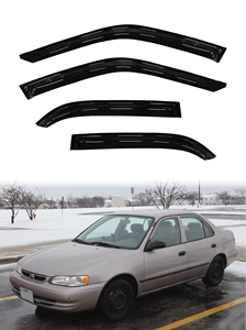 Déflecteurs de vitres transparents noirs en acrylique 4 pièces pour Toyota Corolla E110 berline 1995-2000, modèle Slimline, GCS TY21, avec ruban adhésif 3M - Product Image 2