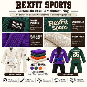 ชุดยูโด Rexfit Sports แบบสั่งพิมพ์หมายเลขได้ ผ้าฝ้ายสีขาว ทรงหลวม แขนยาว คอตั้ง น้ำหนักเบา เหมาะสำหรับศิลปะการต่อสู้ - Product Image 4