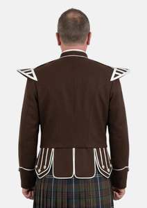 Veste Courte Homme Grande Taille Noire Style Highland Écossais avec Col Montant, Épaulettes et Passepoil Argenté - Product Image 6