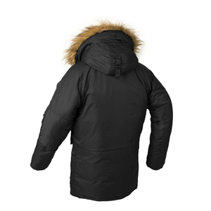 Veste d'hiver décontractée pour homme en duvet bleu marine avec capuche en fourrure, coupe-vent, longueur normale, fermeture éclair simple - Product Image 6