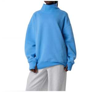 Sudadera de cuello alto personalizada con estampado de letras para mujer, jersey de algodón de punto oversize para otoño, manga regular, logo frontal - Product Image 2