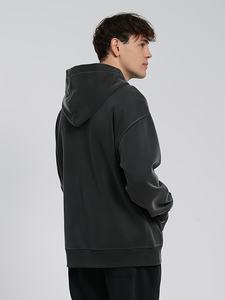 Sweat-shirt à capuche zippé intégral en molleton épais noir délavé style vintage pour homme, à manches longues et poche kangourou fendue, OEM ODM Vente en gros - Product Image 6