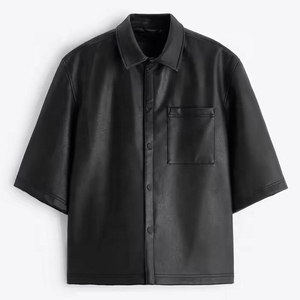 Top Ranking Men's Leather <b>Shirts</b> New Design Low Price Satin Knitted Embroidered Casual - Product Image 6