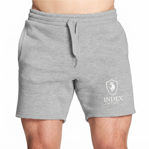 Pantalones Cortos Deportivos de Algodón Gris para Hombre, Cintura Media, Casuales, con Logotipo Bordado, Marca Index Apparel - Product Image 1