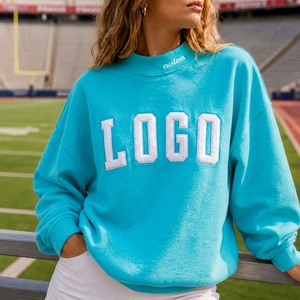 Sweat-shirt personnalisé pour femmes grandes tailles, 100% coton, col montant, broderie vintage, logo, streetwear - Product Image 4