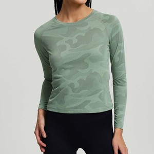 Camiseta Deportiva de Manga Larga con Diseño de Camuflaje para Otoño/Invierno, Cuello Redondo, para Mujer, Ideal para Maratón, Running y Fitness - Product Image 4