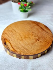 Bandeja de Madera Hecha a Mano con Pintura Dorada, Tradicional para Café Árabe, Dátiles, Dulces, Decoración de Mesa para Ramadán - Product Image 2