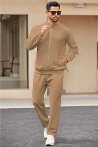 Ensemble de survêtement décontracté 2 pièces pour homme, style hip-hop brodé, avec fermeture éclair intégrale, pour le jogging et le sport, 100 % coton, séchage rapide - Product Image 2