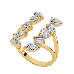 Premium Fancy Branched Multi Cut <b>Open</b> Lab Grown Diamond <b>Ring</b> | 925 Silver IGI Certified | Elegant Designer Luxury Fine Jewelry - Product Image 1