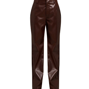 <b>Women</b> Faux Leather <b>Jogger</b> Pants Elastic Waist Soft PU Fashion Casual Daily Wear Comfortable Custom Factory OEM ODM Production - Product Image 1