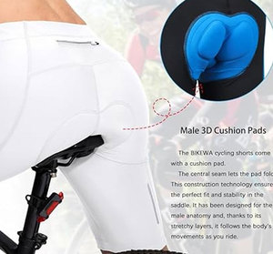 Pantalones Cortos de Ciclismo Unisex Blancos con Bolsillos Laterales, Transpirables, de Spandex/Algodón, con Acolchado 3D para un Paseo Cómodo - Product Image 4