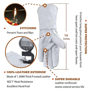Top Quality Cowhide Leather Popular Design New Arrived Customized Logo Welding Work <b>Gloves</b> Breathable Professional Welder <b>Gloves</b> - Product Image 4