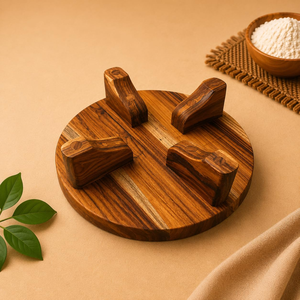 <b>Wooden</b> Chakla Belan Round Rolling Board and <b>Wooden</b> Rolling Pin for Roti Chapati Dough Making - Product Image 2