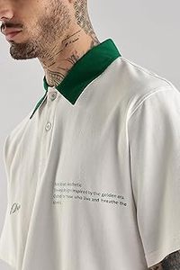 Polo homme coupe ample en jersey épais poly-coton, style hip-hop avec impression graphique multicolore - Product Image 3