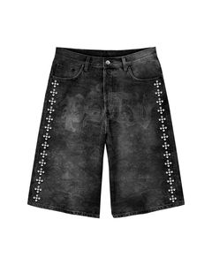 กางเกงยีนส์ขาสั้นประดับเพชรระบายอากาศได้ดีสำหรับฤดูร้อน พร้อมตัวเลือกขนาดที่ปรับได้ ผลิตตามแบบที่คุณต้องการอย่างแม่นยำ - Product Image 4