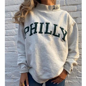 Birds Women <b>Mock</b> <b>Neck</b> Crew <b>Neck</b> Cotton Fleece Sweatshirt Custom Chenille Embroidery Sorority Fraternity Greek Apparel - Product Image 3