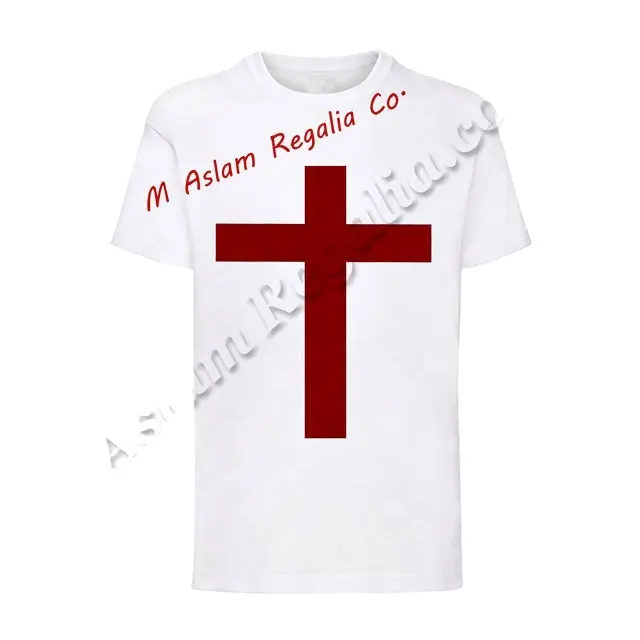 Knight Templar Masonic Regalia White T Shirt with Maroon cross