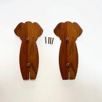 Poignées de porte en bois d'acacia faites à la main, poignées de tiroir pour enfants en bois naturel motif éléphant bleu, poignées de commode, poignées de placard, poignées de cuisine