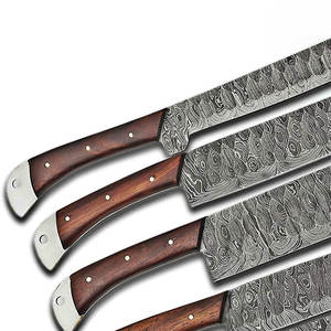 5 Piece Chef <b>Knife</b> <b>Set</b> Damascus Steel Handmade Wood Handle Durable Right Hand Serrated Edge 6-7.9in High Quality Carbon Steel - Product Image 2