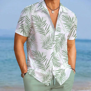 Men's Casual Beech Wear Summer Shirt 300 Grams Breathable Quick Dry Eco-Friendly Short Sleeve Floral Print Design 100% Polyester - Product Image 1