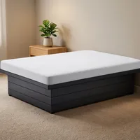 Sommier de lit en métal pliable et réglable XL moderne, 16 pouces, robuste, à plateau plat, cadre noir thermolaqué pour l'hôtellerie